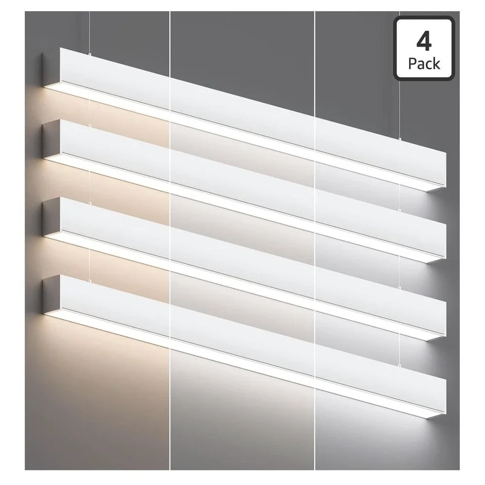 JTT 4FT LED Linear Shop Light 4 Pack 30/40/50W 3CCT 0-10V Dimmable White